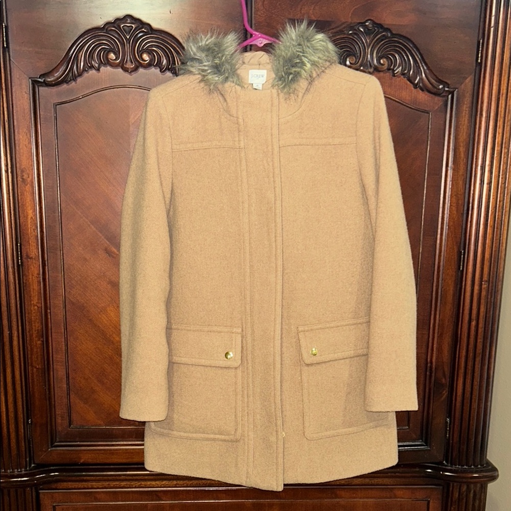 J. Crew Tan Pea Coat with Classic Structure